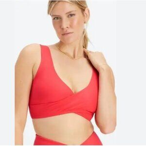 Fabletics Low-Impact Crossover Sports Bra Strawberry Red Medium NWT